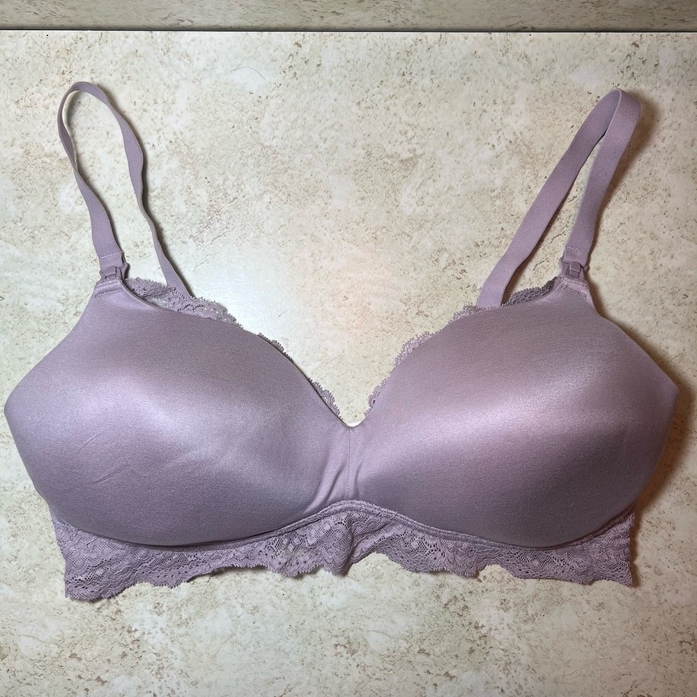 MOMANDA‎ Wireless Maternity Breastfeeding Lightly Padded Lace Nursing Bra 36E